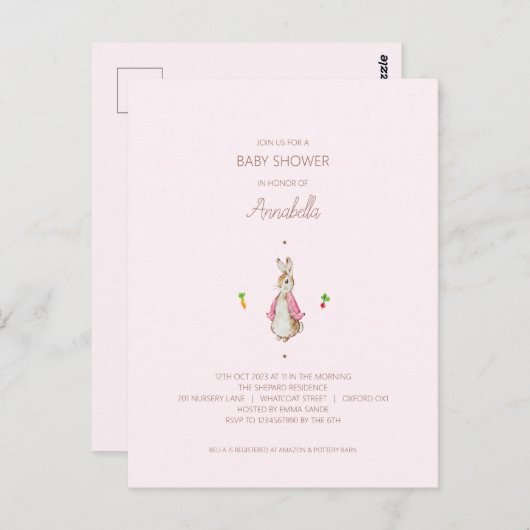 Einfach rosa Peter der Kaninchen Postkarte (Vorne/Hinten)