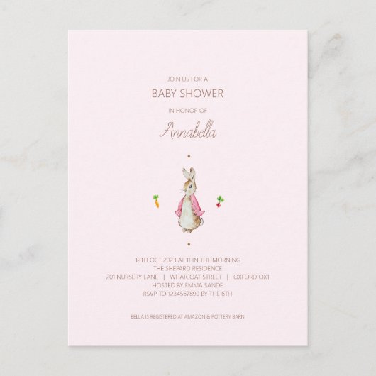 Einfach rosa Peter der Kaninchen Postkarte (Vorderseite)