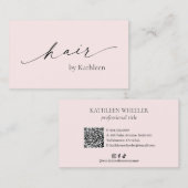 Einfach rosa QR Code Elegante Haar Stylist Moderns Visitenkarte (Vorne/Hinten)