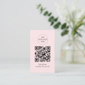 Einfach rosa QR Code Schönheitssalon Visitenkarte (Stehend Vorderseite)