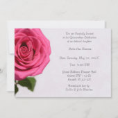 Einfach rosa Rose Quinceañera Einladung (Vorderseite)