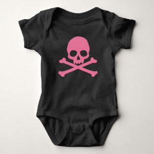 Einfach rosa Schädel und Querknochen Baby Strampler