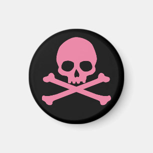 Einfach rosa Schädel und Querknochen Magnet
