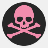 Einfach rosa Schädel und Querknochen Runder Aufkleber (Vorderseite)