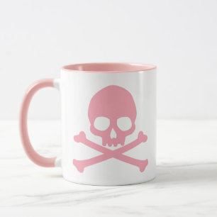 Einfach rosa Schädel und Querknochen Tasse