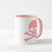 Einfach rosa Schädel und Querknochen Tasse (VorderseiteRechts)