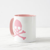 Einfach rosa Schädel und Querknochen Tasse (Vorderseite Links)