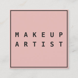 Einfach rosa, schwarze, fette Schriftart-Schminkkü Quadratische Visitenkarte