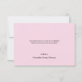 Einfach rosa Taufe Mädchen Foto Dankeschön Karte (Rückseite)