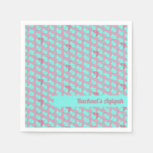 Einfach Rosa Türkis Muster, Aqiqah-Baby-Shower Serviette