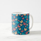 Einfach rosa türkisblaues Schmetterlingsmuster Kaffeetasse (VorderseiteRechts)