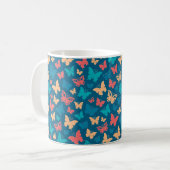 Einfach rosa türkisblaues Schmetterlingsmuster Kaffeetasse (Vorderseite Links)