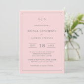 Einfach rosa und grau Monogram Bridal Luncheon Einladung (Stehend Vorderseite)