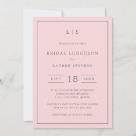 Einfach rosa und grau Monogram Bridal Luncheon Einladung