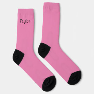 Einfach Rosa und Schwarz mit individuellem Namen Socken
