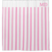 Einfach rosa und weiß gestrichen duschvorhang (Vorderseite)
