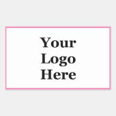 Einfach Rosa und Weiß Ihr Logo hier Vorlage Rechteckiger Aufkleber (Vorderseite)