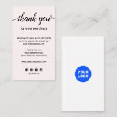 Einfach rosa Vielen Dank für Ihren Einkauf Visitenkarte (Vorne/Hinten)