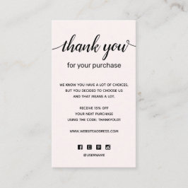 Einfach rosa Vielen Dank für Ihren Einkauf Visitenkarte