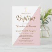 Einfach rosa Weiß und Gold Einladung (Stehend Vorderseite)