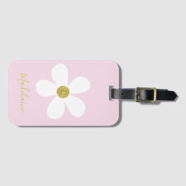 Einfach rosa White Daisy Gold Persönliche Reise Gepäckanhänger