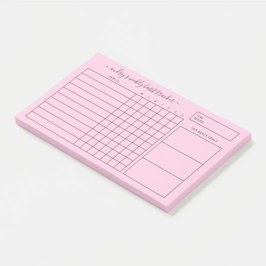 Einfach rosa White Weekekly Habit Tracker Post-it Klebezettel (angewinkelt)