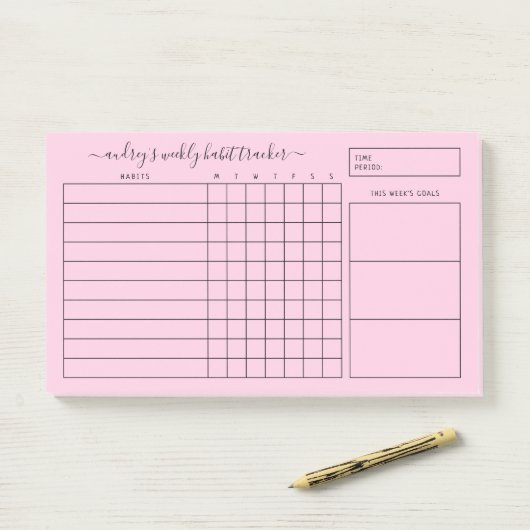Einfach rosa White Weekekly Habit Tracker Post-it Klebezettel (Auf Schreibtisch)
