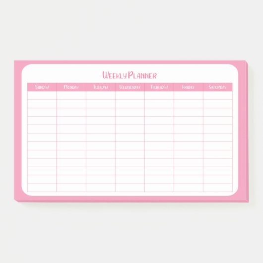 Einfach rosa Wochenplaner Post-it Klebezettel (Vorderseite)