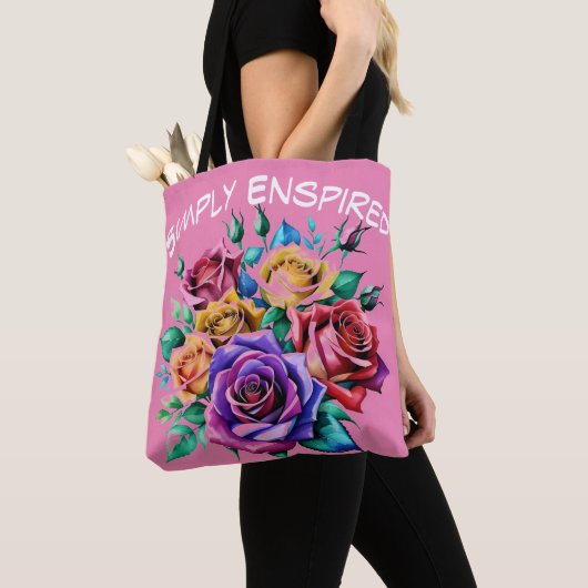 Einfach Rose mit Wasserfarbe Tote Tasche (Von Nahem)