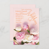 Einfach Rose Pink Peony Floral Wedding Einladung (Vorne/Hinten)