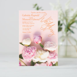 Einfach Rose Pink Peony Floral Wedding Einladung