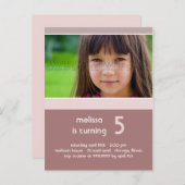 Einfach Rosy Brown ・ Einladung zur Geburtstagspart (Vorne/Hinten)