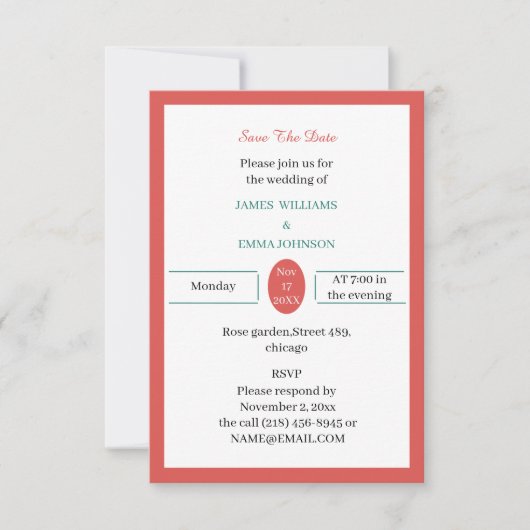 Einfach Rot Personalisiert Save The Date (Vorderseite)