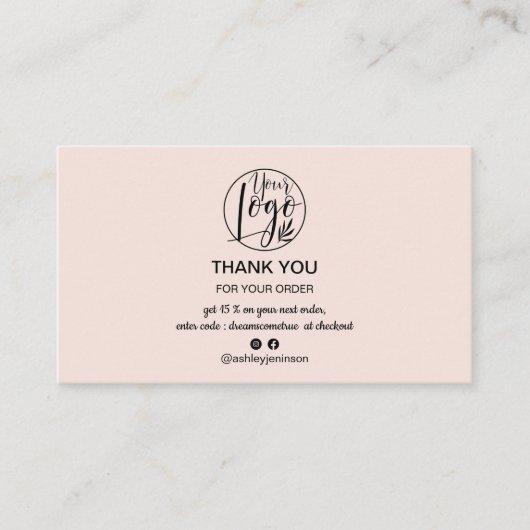 Einfach rot pink minimalistisch Logo Bestellung Vi Visitenkarte (Vorderseite)