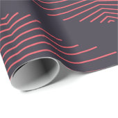 Einfach, rot, traditionelles Muster mit Linien Geschenkpapier (Rolleneckpunkt)