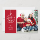 Einfach Rot Weiß Foto Frohe Weihnachten (Vorderseite)