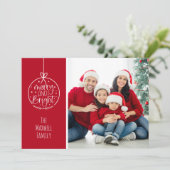 Einfach Rot Weiß Foto Frohe Weihnachten (Stehend Vorderseite)