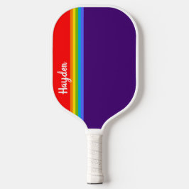 Einfach roter lila Regenbogen-individuelle Name El Pickleball Schläger