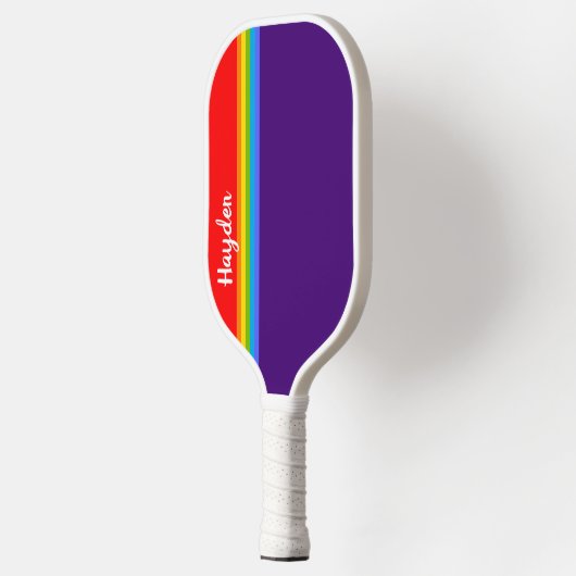 Einfach roter lila Regenbogen-individuelle Name El Pickleball Schläger (Links)