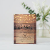Einfach rustikale Naturholz-Lichter String Hochzei Einladung (Stehend Vorderseite)
