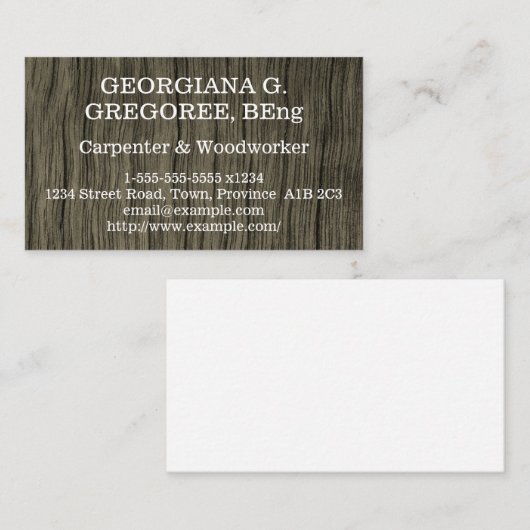 Einfach rustikaler Tischler / Holzarbeiter Visitenkarte (Vorne/Hinten)