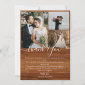 Einfach rustikales Holz Elegant Script 5 Fotos Hoc Dankeskarte (Rückseite)