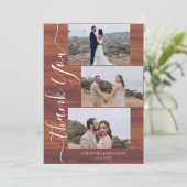 Einfach rustikales Holz Elegant Script 6 Fotos Hoc Dankeskarte (Stehend Vorderseite)