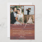 Einfach rustikales Holz Elegant Script 6 Fotos Hoc Dankeskarte (Rückseite)