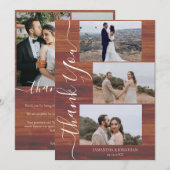 Einfach rustikales Holz Elegant Script 6 Fotos Hoc Dankeskarte (Vorne/Hinten)