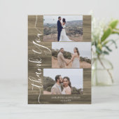 Einfach rustikales Holz Elegant Script 6 Fotos Hoc Dankeskarte (Stehend Vorderseite)