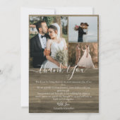 Einfach rustikales Holz Elegant Script 6 Fotos Hoc Dankeskarte (Rückseite)