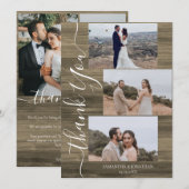 Einfach rustikales Holz Elegant Script 6 Fotos Hoc Dankeskarte (Vorne/Hinten)