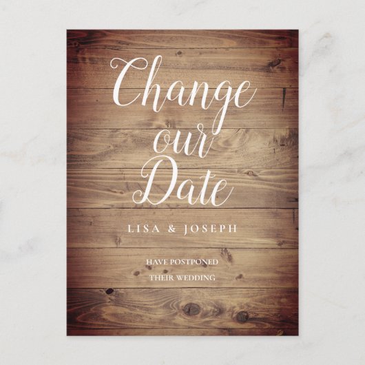 Einfach rustikales Holz verändert das Datum versch Ankündigungspostkarte (Vorderseite)