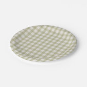 Einfach Sage Grün Gingham Pappteller (Schrägansicht)